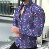 Camisa de Manga Larga para Hombre con Estampado Digital 3D de Estrella Nueva de Moda Camisa para Hombre Transfronteriza de Amazon