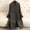 Abrigo largo de lana de doble cara para mujer, estilo británico de otoño e invierno, hasta la rodilla, casual, minimalista, abrigo de lana de doble cara, abrigo largo para mujer