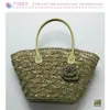 Fabricantes de artesanía hueca doble-abanico con mango de cuero una flor bolso de hombro tejido de paja de moda bolso de ganchillo