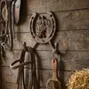 Estilo Country Americano Retro Vintage Ferro Fundido Artesanato Cabeça de Cavalo Gancho Duplo Decoração de Parede Criativa Decoração Suave Modelo Ornamento para Pendurar em Casa