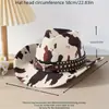 Sombrero Vaquero Occidental de Ante con Estampado de Vaca para Viajes al Aire Libre Sombrero para Circunferencia de Cabeza Grande Sombrero de Estilo Étnico Otoño e Invierno para Mujeres y Hombres