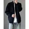 Estilo casual de otoño e invierno, simple, versátil, color liso, suéter para hombre con cremallera, holgado, con cuello alto, en color Merlot