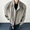 Jaqueta Masculina de Couro PU Tie-Dye Patchwork Desconstruído Americano Outono Peso Pesado Casual Gola Alta Roupa Exterior Tendência Canalha Cool Top de Couro