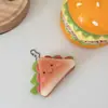 5 tela doble hamburguesa pan tostado galleta llavero lindo felpa caricatura chica colgante bolso accesorios para novias