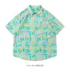 Camisa Floral Hawaiana de Manga Corta para Hombre, Holgada y Versátil, de Verano, Estilo Hong Kong, Marca de Moda de Hong Kong, Top Casual Atractivo