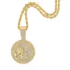Joyería Hip-Hop Cabeza de Cabra Colgante Redondo Personalizado Exagerado Hombres Full Diamante Redondo Grande Estilo Punk Cadena Cubana