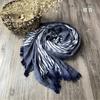 Bufanda clásica de algodón y lino para hombre, de comercio exterior, a rayas de otoño e invierno, para mujer, chal vintage plisado artístico.