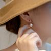 Elegantes aretes de gancho para la oreja de perlas Shijia Aretes de lujo ligero de alta gama para mujer Aretes de plata esterlina 925 aretes de perlas de nicho