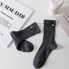 Meias de Algodão Puro Novas para Crianças Primavera e Verão 2025 Estilo Coreano AB Etiqueta Dobrável Bordado Carta de Amor ins Moda Meia Média Meias Femininas