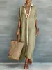2026 Nova Moda Europeia e Americana da Amazon Roupas Femininas Bloqueio de Cores Algodão-Linho Solto Vestido Camisa Longo Vestido Casual Fashion para Mulheres