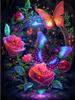 Pintura de diamante 5D, bordado de mariposa y flor de diamante redondo, pintura colgante, mariposa rosa, pegatinas de diamante, pintura colgante para sala de estar
