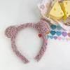 Faixa de Cabelo de Pelúcia Urso Estilo Coreano Faixa para Lavar o Cabelo Removedor de Maquiagem Animal Cor Sólida Acessórios para Faixa de Cabelo Presilha Acessórios para Cabelo