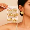 Joyería de Oreja de Venta Caliente Transfronteriza Europea y Americana Metal Geométrico Flor de Amor Set de Pendientes para Mujer Accesorios de Pendientes de Gama Alta