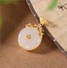 Pingente de fivela de segurança de jade branco Pingning Anyuan banhado a ouro prateado nuvem auspiciosa Colar huaigu de pedra de jade Hetian com pingente Pingente Ruyi