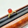 Anillo de Ágata Roja Natural para Mujer con Tamaño Ajustable, Cuenta de la Fortuna, Joyería del Año Zodiacal, Moda al por Mayor 8171