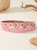 Cinturón Fino Rosa con Brillo de Estrella Hueca Estilo Coreano Y2K Estilo Girly Hebilla Doble D Cinturón de Cuero Decorado Stock de Fábrica