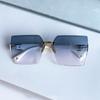 Novos óculos de sol sem moldura H Cut Edge Moda Luz Luxo High Sense Óculos de sol quadrados femininos gradientes de duas cores