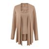 Puro Deseo Sexy Chica Caliente Traje de Temperamento Casual para Mujer Otoño Empalme de Encaje Tirantes Exterior Cardigan de Manga Larga Conjunto de Dos Piezas