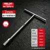 Llave de vaso en T Delixi Electric 6-19 mm hexagonal extendido herramienta de reparación de automóviles llave en T