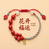 Pulseira de Cinábrio com Flores de Areia Vermelha para Boa Sorte, Pulseira do Ano Zodiacal para Casal, Suprimento para Vendedores Ambulantes, Joia Presente Atacado