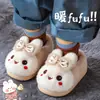 Pantuflas de Algodón para Niños Invierno Niños Niñas Cálidas Felpa Adicional Piel de Conejo Hogar Padre-Hijo Lindos Pequeños Bebé Zapatos de Algodón