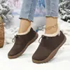 Sapatos femininos de algodão com forro de fleece para o inverno, botas de neve curtas quentes de pelúcia espessada, sapatos de algodão com cadarço antiderrapante de sola macia para mães, fábrica