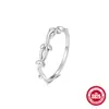 Nuevo anillo de plata de ley S925 con fila de diamantes, flor Aobao, turquesa, moda, personalidad, diseño retro de nicho, anillo para el dedo índice, anillo de cola