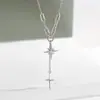 Joyería japonesa y coreana diamante ocho puntas estrella cadena para suéter borla larga todo partido cruz colgante collar personalizado clavícula