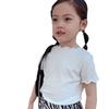 Camiseta de manga curta de seda de gelo para meninas Novo estilo bebê verão fino para todos os jogos de orelha de madeira Top Camisa de base moderna para crianças pequenas e médias