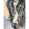 Jaqueta cardigan xadrez tie-dye com design retrô americano para homens, jaqueta versátil casual retrô de alta qualidade para mulheres