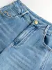 Directo del fabricante, pantalones vaqueros nuevos de estilo vintage, color azul claro, corte A, pierna ancha, tiro alto, corte holgado, paneles laterales cosidos, efecto adelgazante para mujer