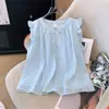 Top babydoll versátil de talla grande para mujer, estilo francés, con volantes y mangas acampanadas, nuevo para el verano 2026, corte holgado, adelgazante