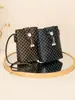 Bolso para Teléfono Móvil de Moda Nuevo 2025, Bolso Cubo Nuevo, Bolso Sencillo Estampado para Mujer, Bolso Cruzado de Hombro Único con Temperamento, Dropshipping