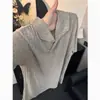 Camisa polo de punto a rayas verticales estilo retro americano old money para hombre, camiseta de manga corta de seda helada de alta gama para verano