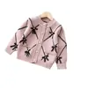 Conjunto de Suéter para Meninas Roupa de Tricô Duas Peças Infantil Novo Estilo de Comércio Exterior Conjunto de Cardigã com Laço para Meninas de 1 a 8 Anos