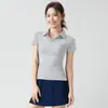 Camiseta Polo Deportiva de Manga Corta para Mujer, Cuello Polo, Tenis, Yoga, Ropa Exterior para Correr, Informal, Top de Fitness para el Hombro Derecho