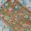 Tecido com Bordado de Lantejoulas Iridescentes Multicor, Tecido para Bordado de Vestido, Tecido com Lantejoulas Douradas e Padrão Floral para Roupas de Casamento