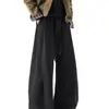 Calça de moletom casual masculina cinza mescla de peso pesado com bordado, marca trendy nova de outono 2026, calça esportiva de perna reta larga e curva
