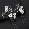 Nuevo Peine para el Cabello con Flor de Rosa Blanca, Perla y Pedrería, Peine de Flor de Cerámica Hecho a Mano Transfronterizo, Set de Accesorios para el Cabello de Novia