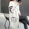 Nuevo cárdigan de punto de manga larga de estilo coreano para otoño e invierno, suéter chaqueta de color contrastante para mujer, top suelto y versátil, moderno