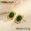 Moda Europea y Americana Nicho Retro Exagerados Pendientes de Acero Inoxidable Chapados en Oro de 18K Ágata de Imitación Pendientes Geométricos Elegantes Joyería