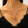 Collar Transfronterizo Europeo y Americano Ins Color Dopamina Cuerda Tejido Pesado Estilo Marino Colgante de Estrella de Mar Tortuga Mariposa para Mujeres