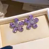 Lágrimas da Sereia! Brincos de Flor com Pedras de Diamante em Gota de Água Azul Profundo, Brincos de Luxo Leve de Alta Qualidade, Brincos da Moda Europeia e Americana para Mulheres
