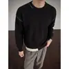 Suéter de tricô oversized masculino, outono e inverno, gola redonda, caimento solto, estilo pullover, com costura contrastante, versátil, retrô e adequado para casais
