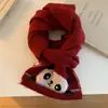 Bufanda de Punto Azul de Pingüino Lindo para Mujer Otoño e Invierno Atmósfera Coreana Dibujos Animados Protección Cálida para el Cuello Bufanda de Lana para Estudiante