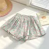 Falda pantalón floral de verano para niñas pequeñas y bebés de Comercio Exterior Pantalones cortos de cintura elástica Ropa exterior para niños Falda pantalón floral dulce