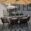 Mesas e Cadeiras de Rattan Personalizadas para Pátio Externo, Cadeiras para Loja de Chá com Leite em Vilas Externas com Combinação de Mesa de Café, Móveis Externos