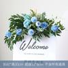 Fondo azul Flor de fila simulación decoración floral artificial azul claro camino plomo ceremonia de boda bruma escenario diseño diurno Nueva Serie