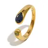 Mengjia Europeu e Americano Transfronteiriço Mais Vendido Moda Minimalista Joia Aço Inoxidável Banhado a Ouro 18K Grande e Pequeno Cabeça de Cobra Zircônia Anel Aberto