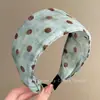 Niebla de Sal Marina Azul ~ Diadema Ancha de Lunares Marrones Estilo Coreano para Mujer 2026 Nuevo Retro Temperamento Diadema de Presión para el Cabello Accesorios para el Cabello